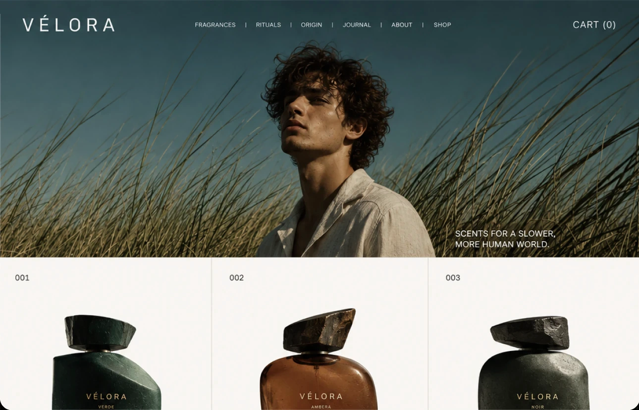 Vélora fragrance storefront